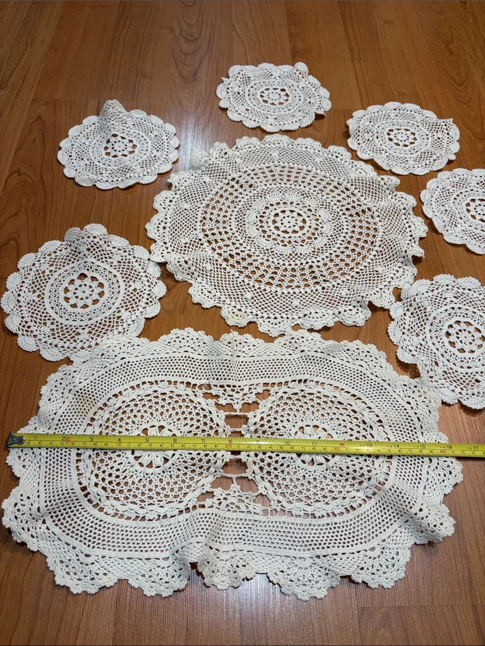 Vintage White Cotton Lace Tea Coaster (9 Pcs) Set